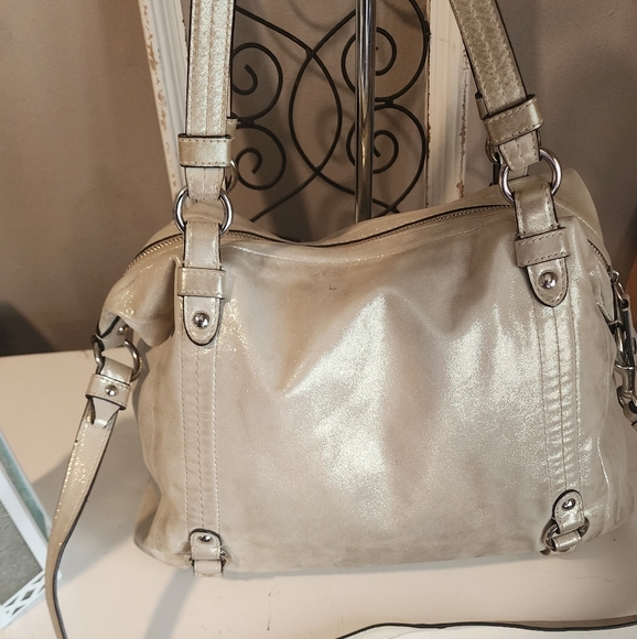 Coach Vintage Alexandra Elegant Cream Gold Shimmer Satchel Handbag - Picture 2 of 15